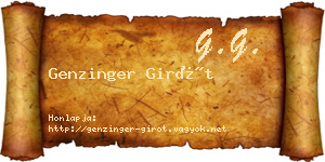 Genzinger Girót névjegykártya